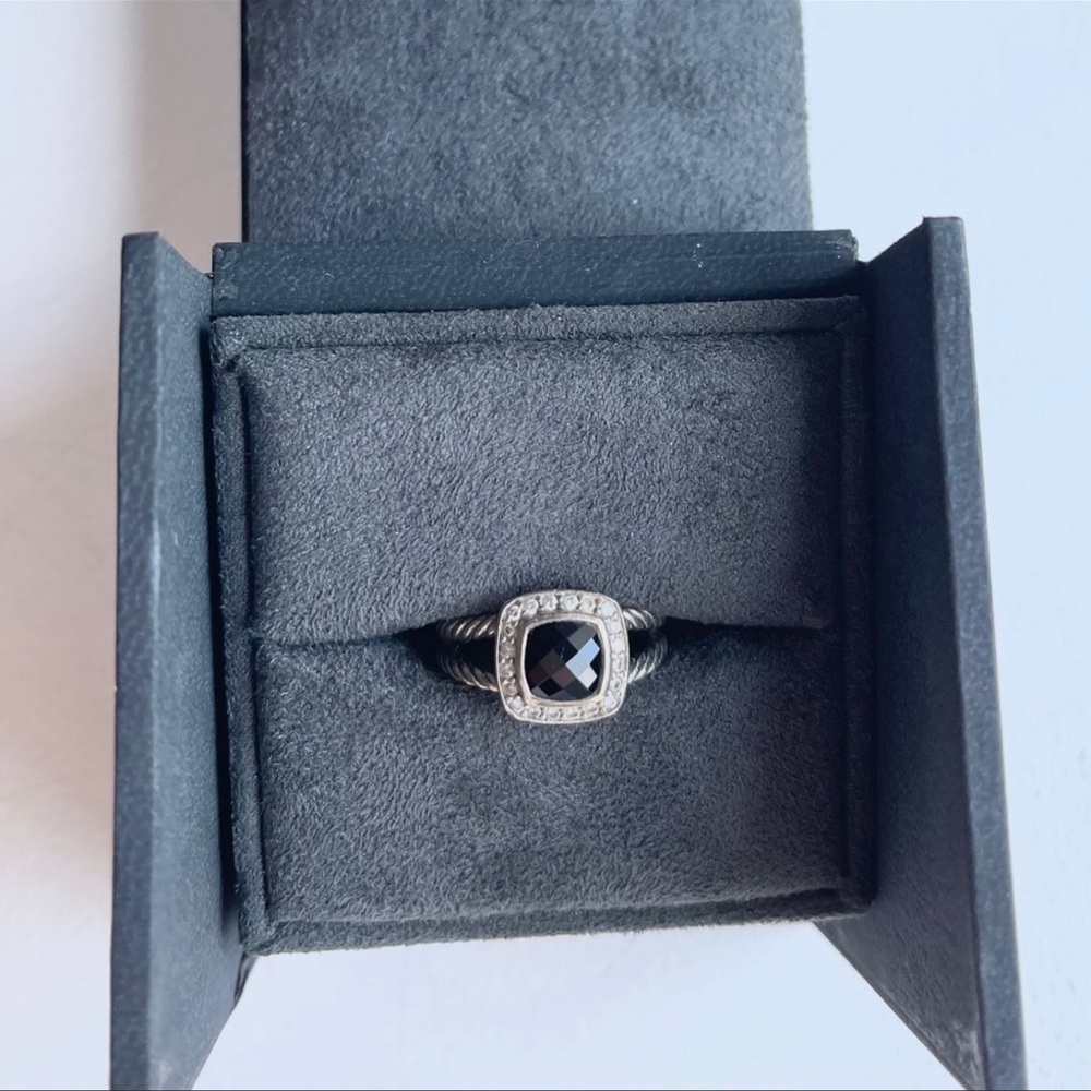 Petite Albion Ring with Black Onyx and Diamonds